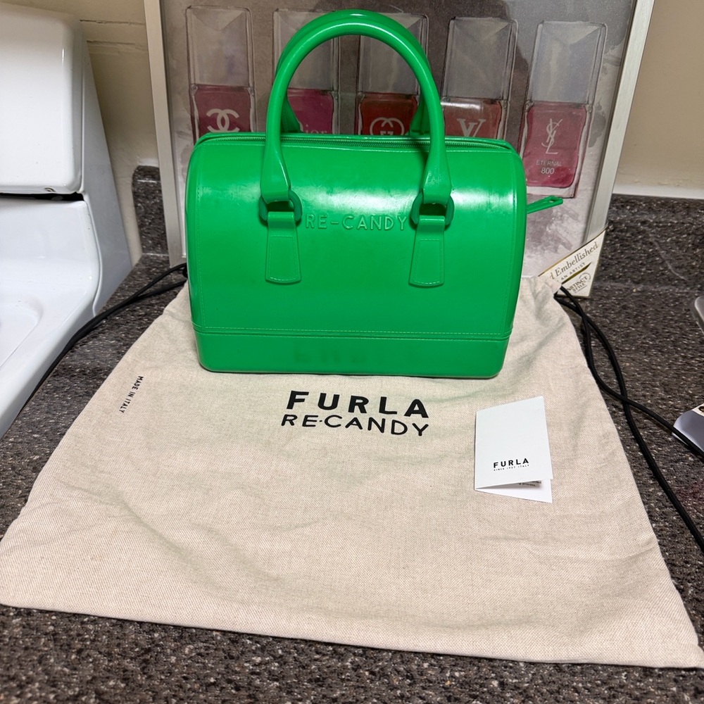 Furla Green Re-Candy Satchel Bag NWT - Picture 5 of 8